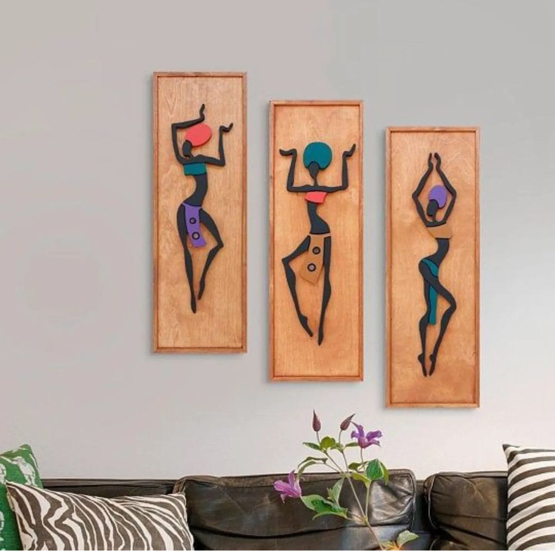 Femmes africaines, Art mural 3D, Décoration murale en bois