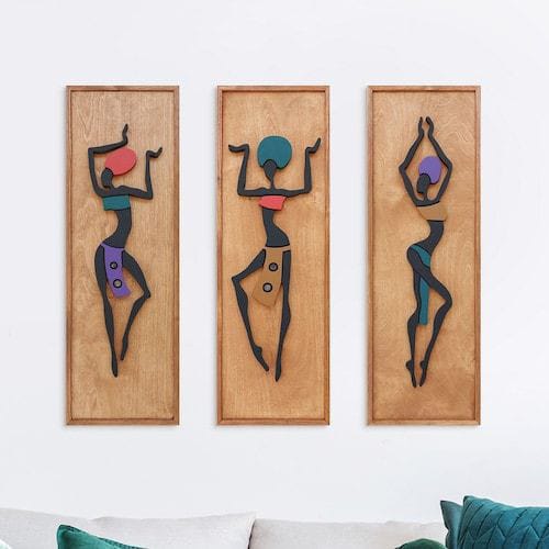 Femmes africaines, Art mural 3D, Décoration murale en bois