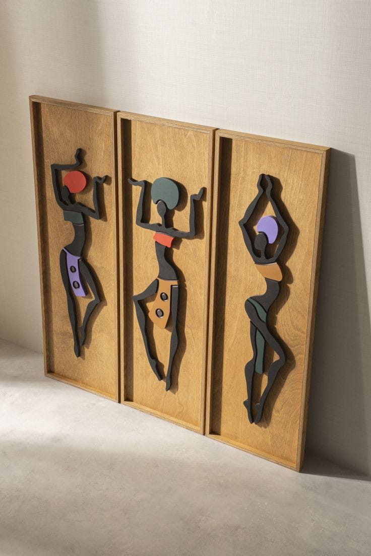 Femmes africaines, Art mural 3D, Décoration murale en bois