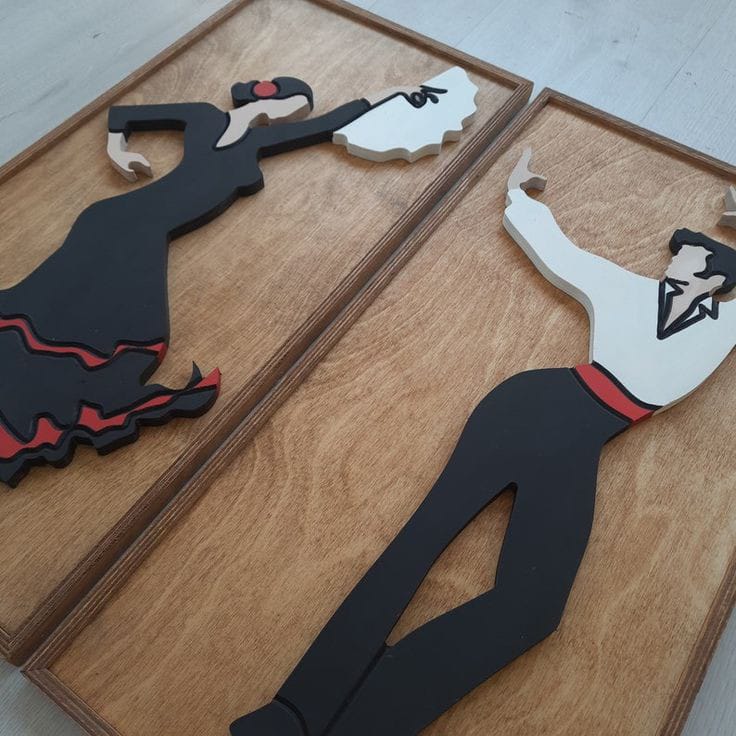 2 Tableaux Flamenco en bois 3D W|M