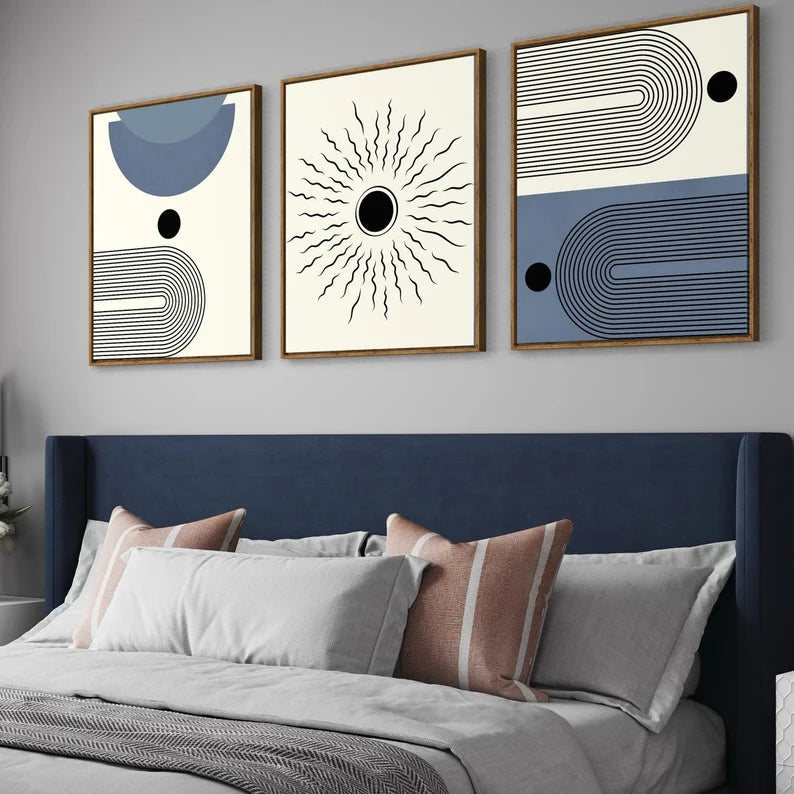 Ensemble de 3 Tableaux d'Art Moderne du Milieu du Siècle