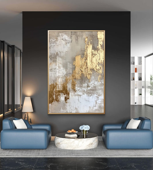 Tableau Art abstrait doré texturé