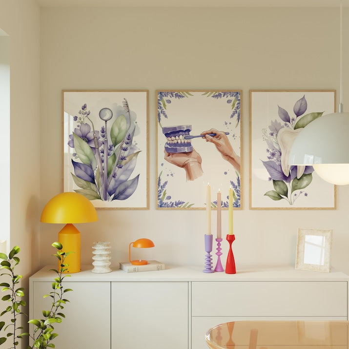 Set de 3 Tableaux décorations violettes