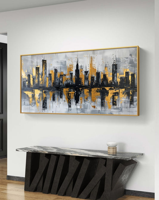 Tableau d'oeuvre Noir Doré Gris