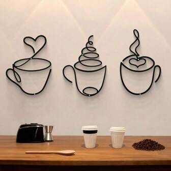 Décoration Murale 3 pièces Coffe Dimensions 120 cm x 40 cm