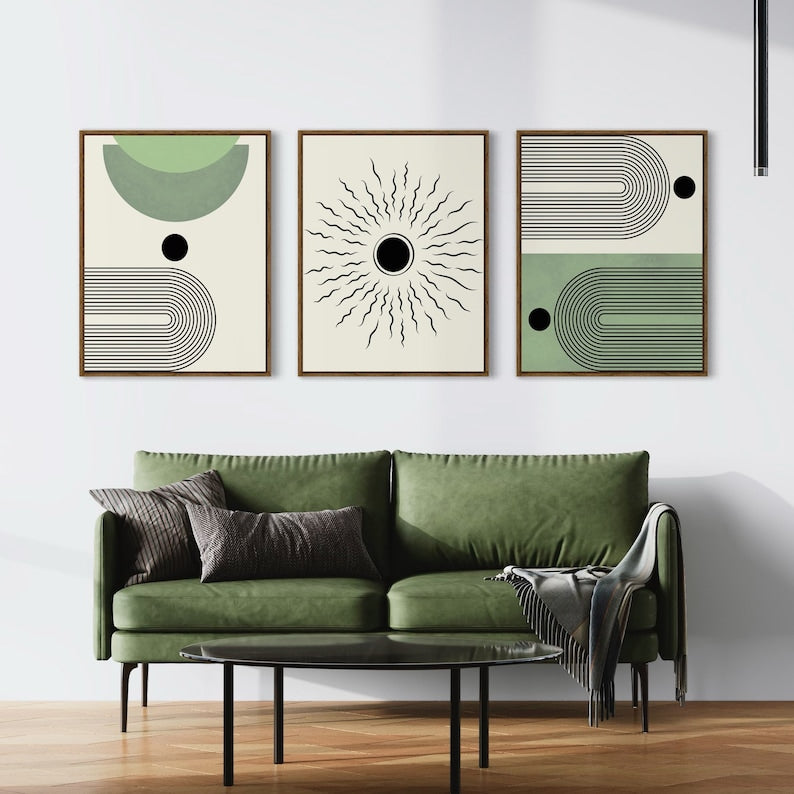 Trio Mid Century Moderne en Vert Olive