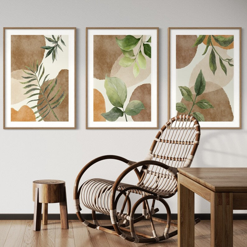 مجموعة من 3 لوحات | فن حائطي بألوان الأرض