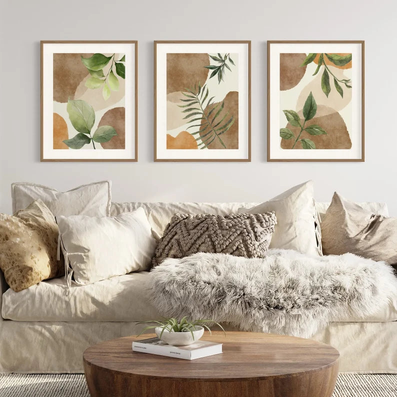 مجموعة من 3 لوحات | فن حائطي بألوان الأرض