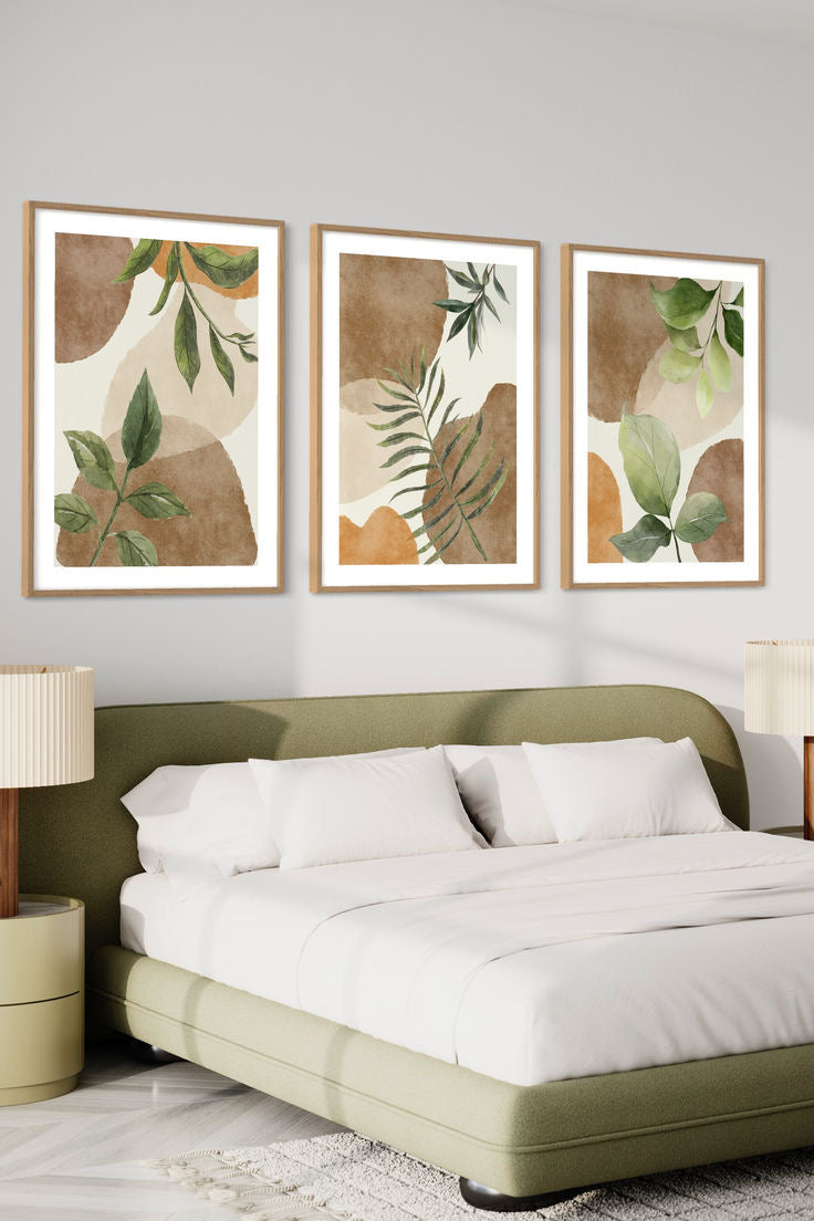 مجموعة من 3 لوحات | فن حائطي بألوان الأرض