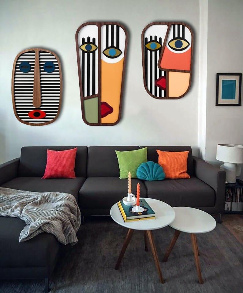 Pack de 3 masques africains colorés