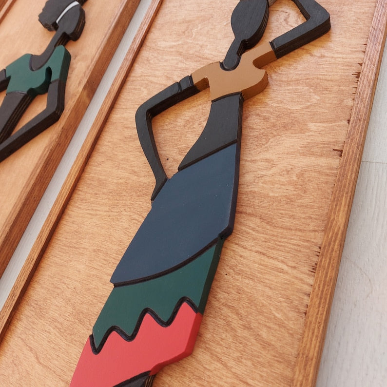 Femmes africaines, Art mural 3D, Décoration murale en bois