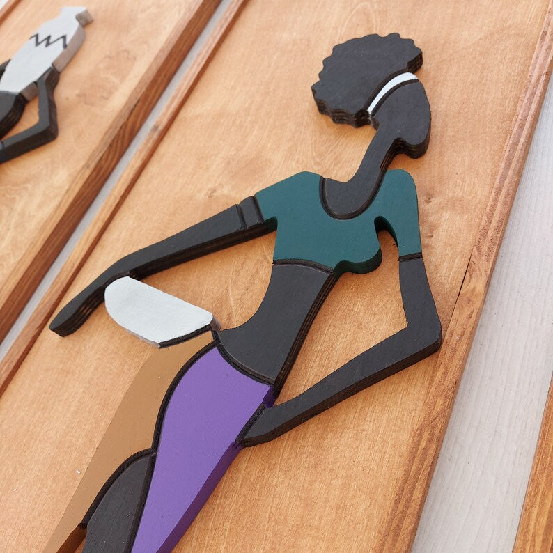 Femmes africaines, Art mural 3D, Décoration murale en bois