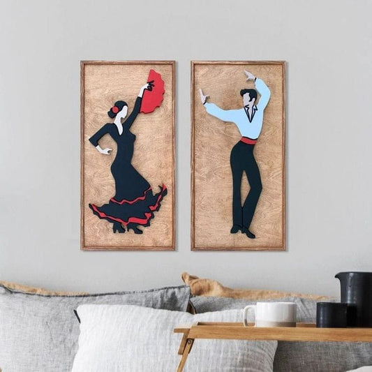 2 Tableaux Flamenco en bois 3D W|M