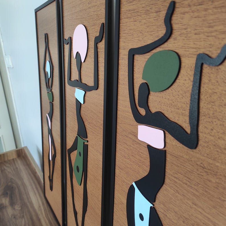 Femmes africaines, Art mural 3D, Décoration murale en bois