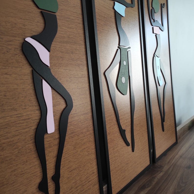 Femmes africaines, Art mural 3D, Décoration murale en bois