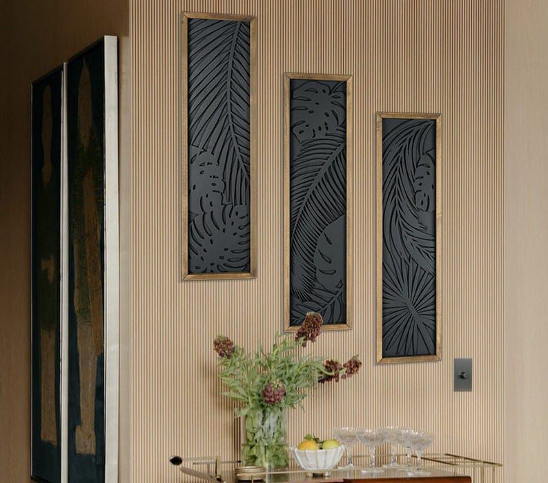 مجموعة من 3 لوحات عصرية مصنوعة من الخشب بنسبة 100%