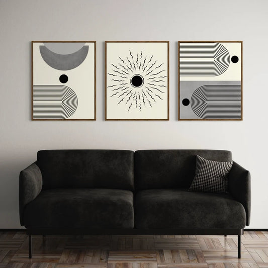 Ensemble de 3 Tableaux Murales du Milieu du Siècle