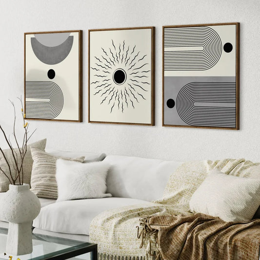 Ensemble de 3 Tableaux Murales du Milieu du Siècle