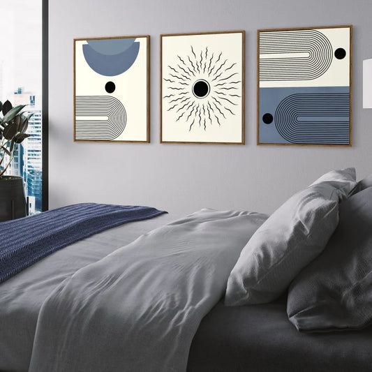 Ensemble de 3 Tableaux d'Art Moderne du Milieu du Siècle