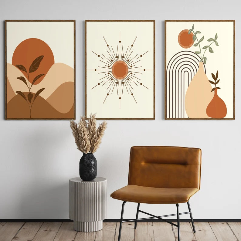 Ensemble de 3 Tableaux Murales Bohèmes, Art Bohème Arc-en-ciel