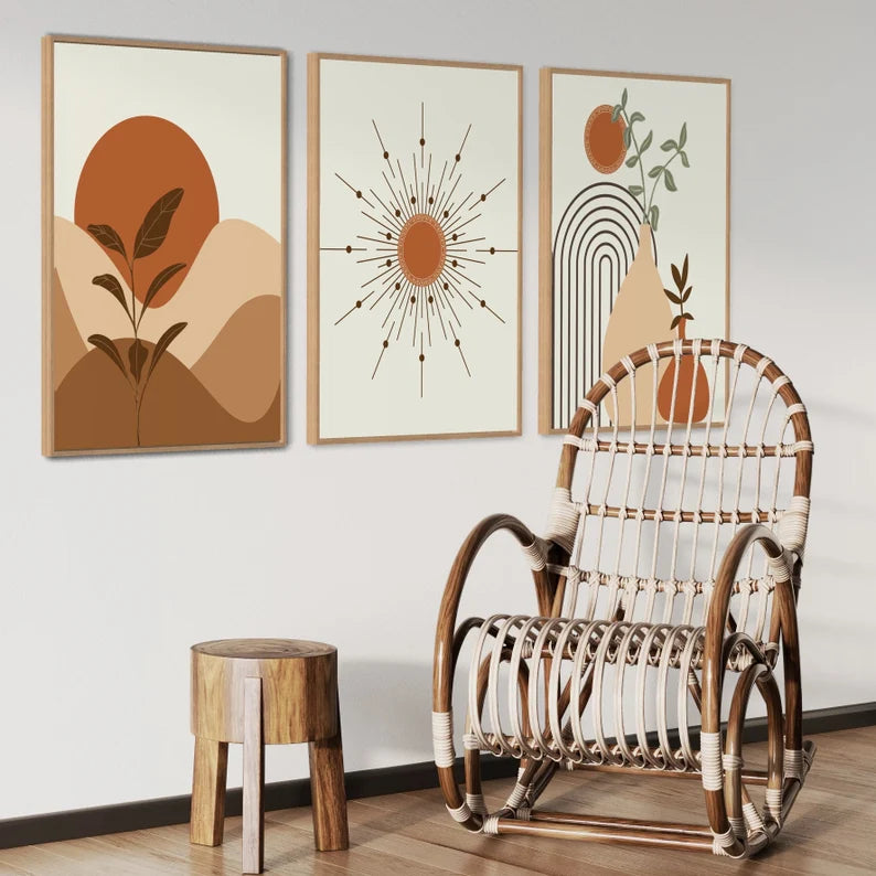 Ensemble de 3 Tableaux Murales Bohèmes, Art Bohème Arc-en-ciel