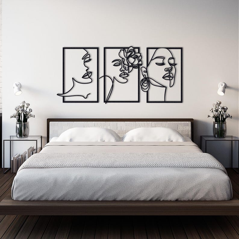 Décoration Murale 3 pièces flowers Women Dimensions 120 cm x 60 cm