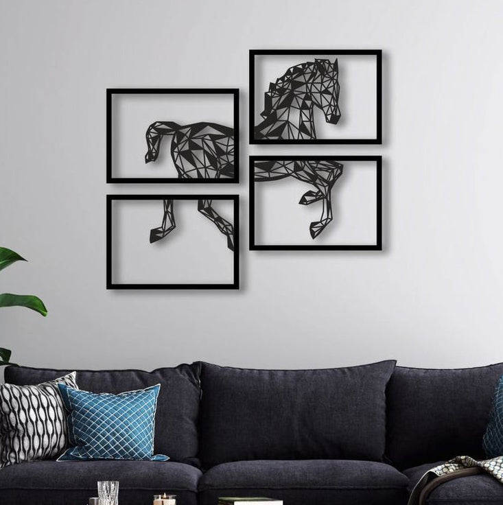 Décoration Murale 4 pièces Cheval Dimensions 120 cm x 80 cm
