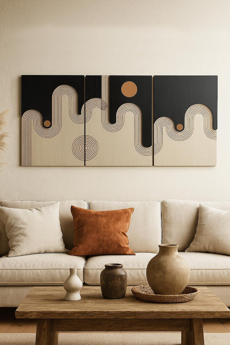 Décoration murale en bois Boho Waves