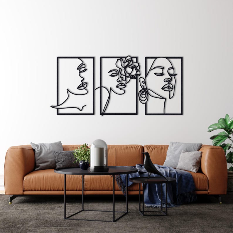 Décoration Murale 3 pièces flowers Women Dimensions 120 cm x 60 cm