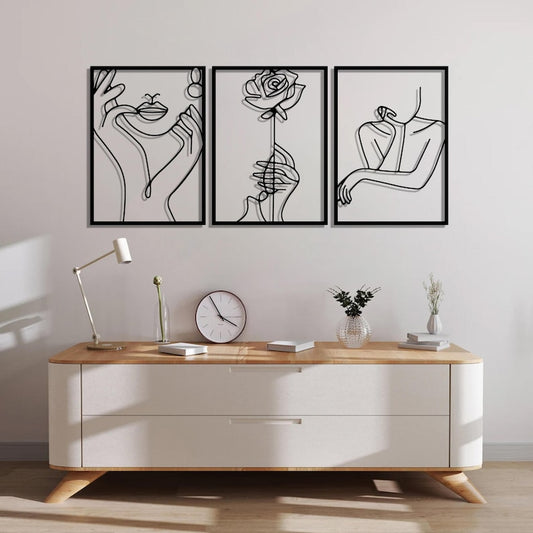 Décoration Murale 3 pièces flowers Women Dimensions 120 cm x 60 cm