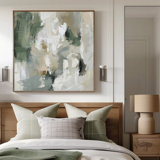 Tableau Abstrait beige-vert neutre