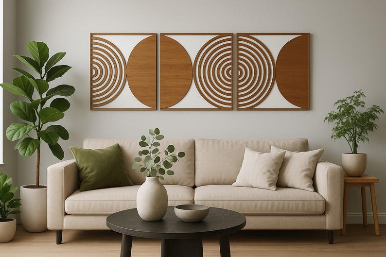 Décoration murale géométrique en bois