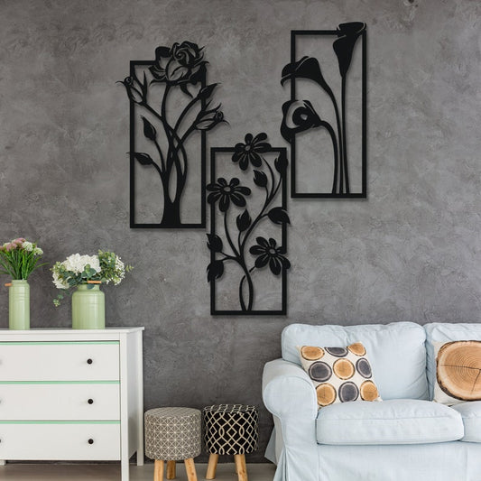 Décoration Murale 3 pièces flowers Dimensions 90 cm x 70 cm
