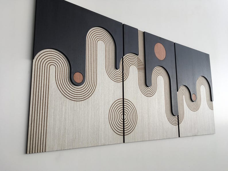 Décoration murale en bois Boho Waves