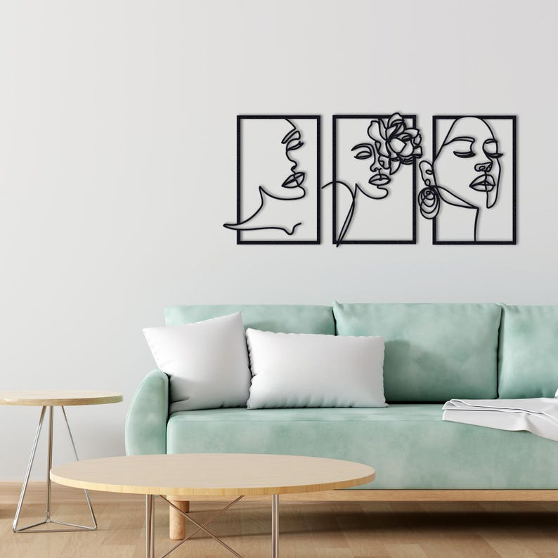 Décoration Murale 3 pièces flowers Women Dimensions 120 cm x 60 cm
