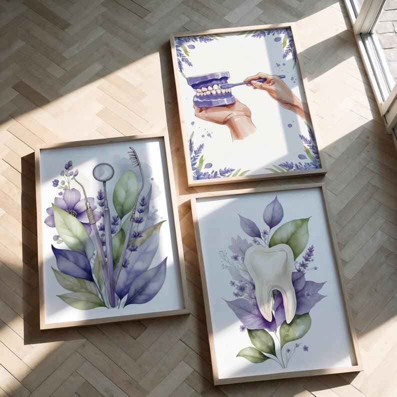 Set de 3 Tableaux décorations violettes