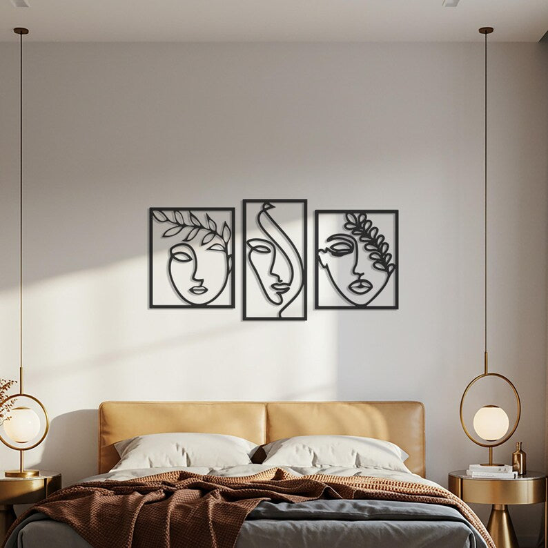 Décoration Murale 3 pièces flowers Women Dimensions 120 cm x 60 cm