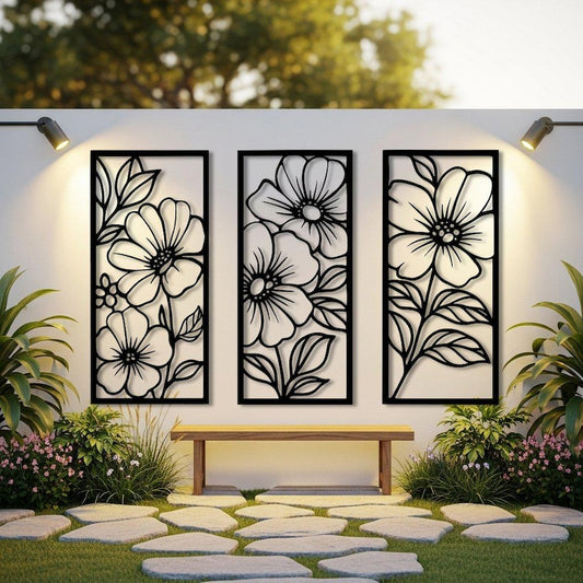 Décoration Murale 3 pièces flowers Dimensions 90 cm x 70 cm