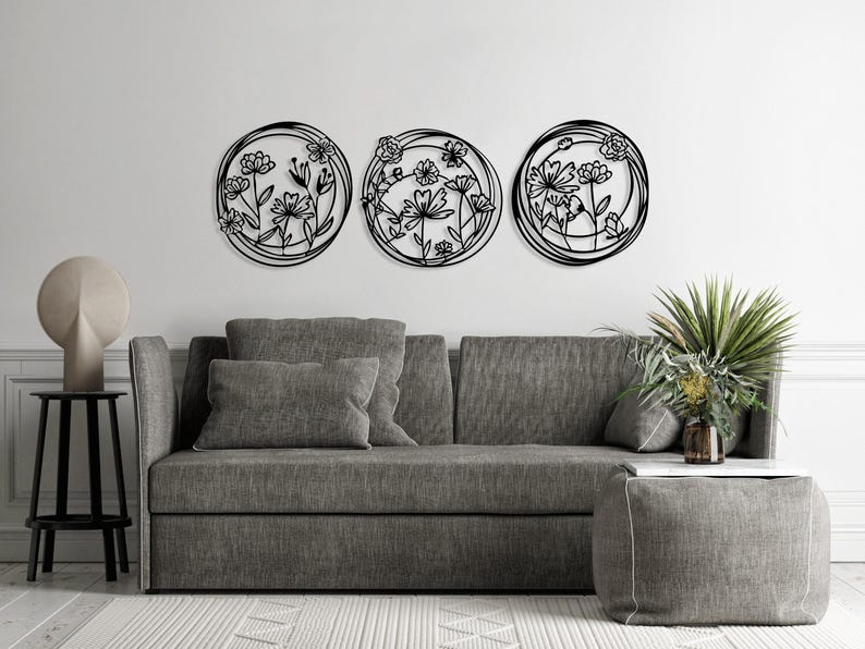 Décoration Murale 3 pièces flowers Women Dimensions 120 cm x 40 cm