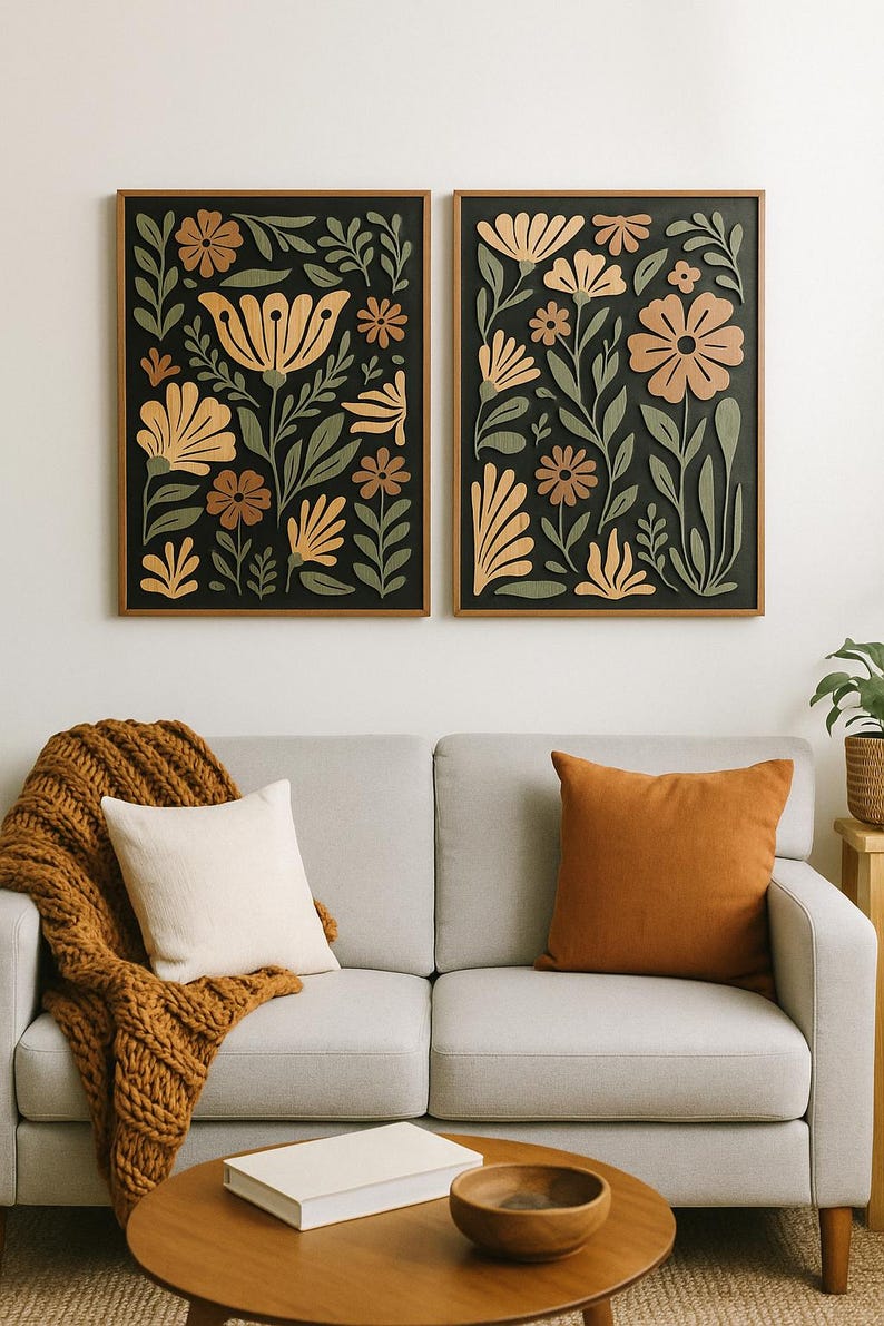 Décoration murale en bois à pétales folkloriques