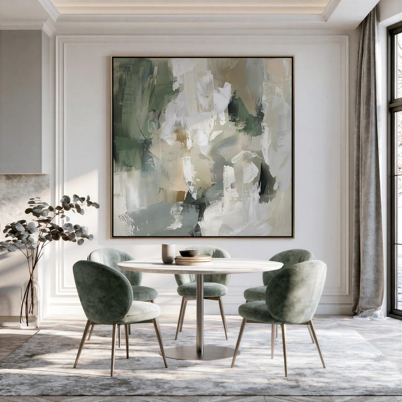 Tableau Abstrait beige-vert neutre