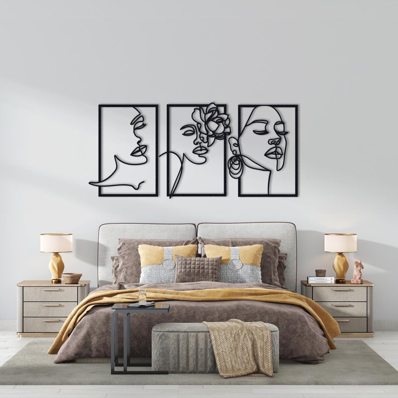 Décoration Murale 3 pièces flowers Women Dimensions 120 cm x 60 cm