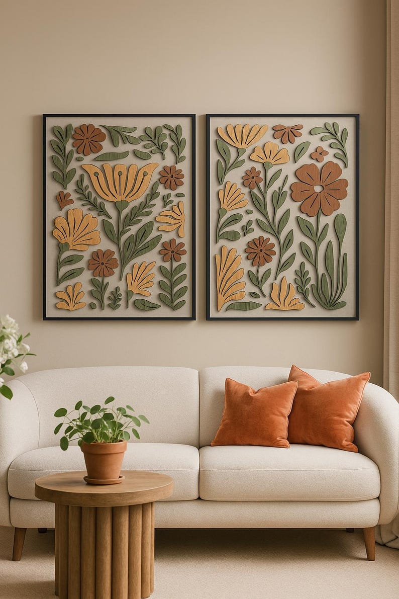 Décoration murale en bois à pétales folkloriques