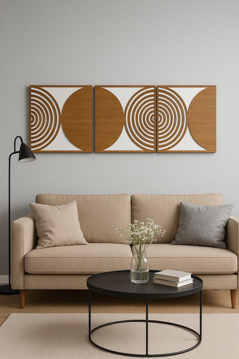 Décoration murale géométrique en bois