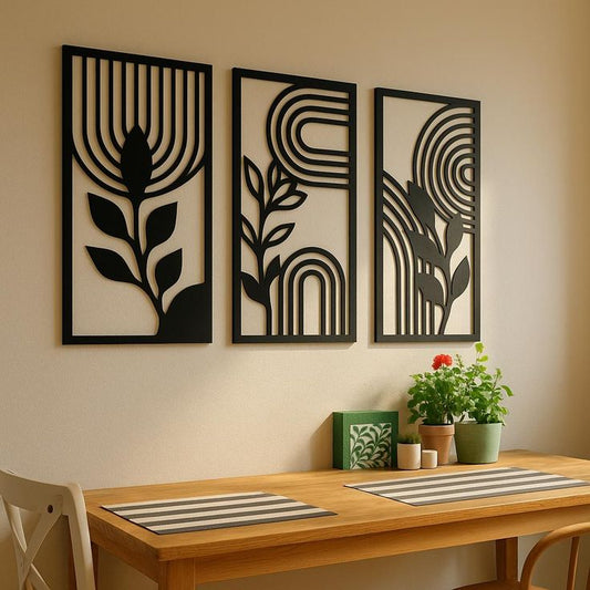 Décoration Murale 3 pièces flowers Dimensions 120 cm x 60 cm