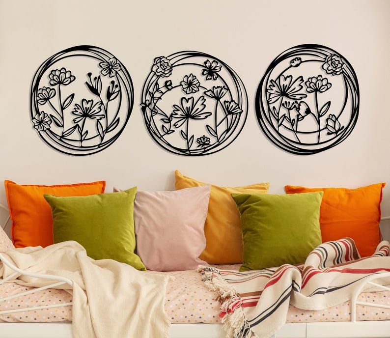 Décoration Murale 3 pièces flowers Women Dimensions 120 cm x 40 cm
