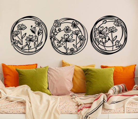 Décoration Murale 3 pièces flowers Women Dimensions 120 cm x 40 cm